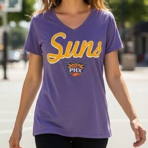 Phoenix Suns NBA Womens V Neck Purple T Shirt Short Sleeve Athletic Tee M